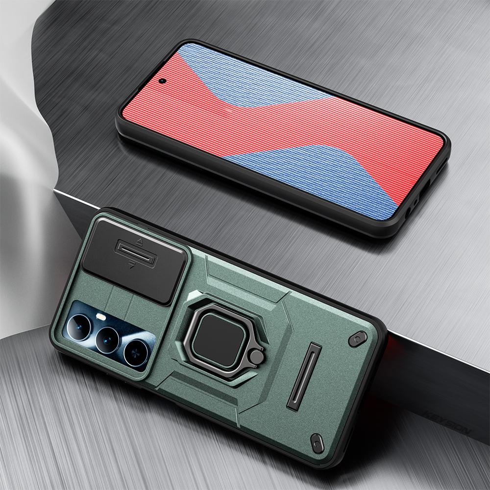KEYSION Противоударный чехол для Realme C65 4G, слайдер, защитное кольцо для объектива камеры, задняя крышка телефона для OPPO Realme C65