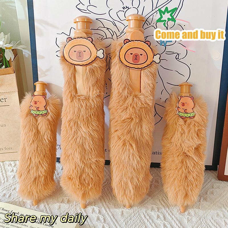 Cute Capybara Plush Pen Funny Super Large Press-On Gel Pen Quick Drying Soft Grip Stationery Writing Tool 0.5Mm Neutral Pen Gift