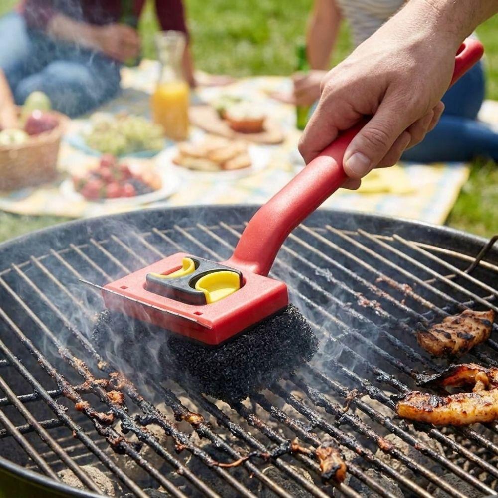 Replaceable Pads Safe Grill Grate Scrubber Stainless Steel Grease Remover Brush Home Use