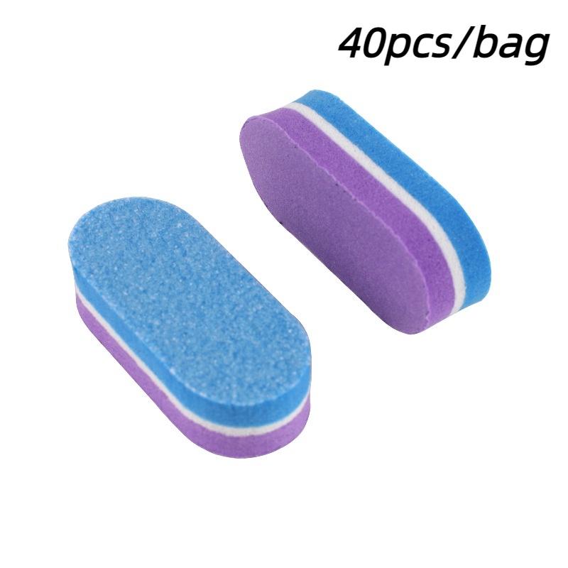 40 шт. двухцветные мини-пилочки для ногтей с губкой, буферный блок, полировка, шлифовка ногтей, пилочка для педикюра, маникюра, инструменты