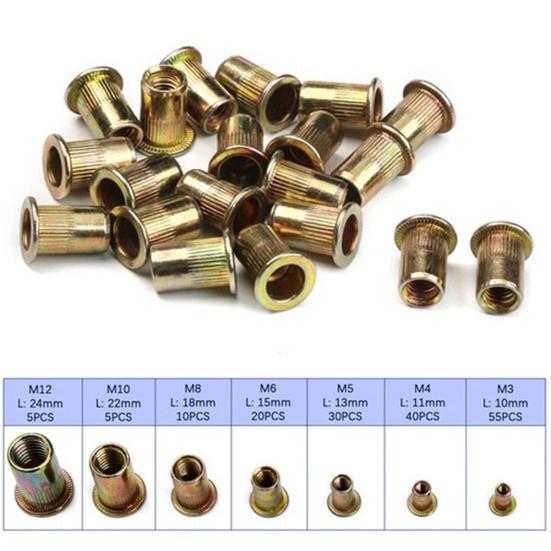 165 шт. M3 M4 M5 M6 M8 M10 M12 с резьбой, металлические заклепки, гайки, набор аксессуаров