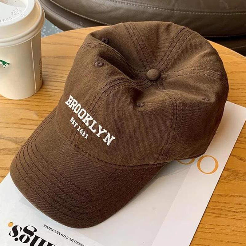 Soft Cotton Letters Baseball Cap for Women Men Retro Embroidery Curved Brim Hat Unisex Ponytail Hip Hop Dad Trucker Sun Hats