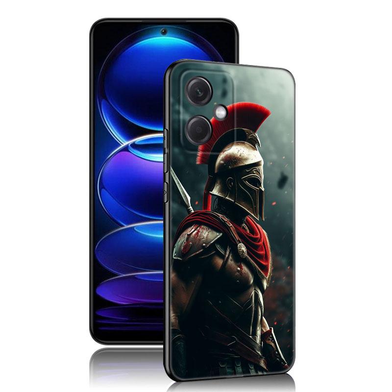 Spartan Black Silicone Phone Case For Xiaomi Redmi Note 10 11 11S 12 13 4G 8 9 11T Pro 5G Plus 8T 9S 10S 12S