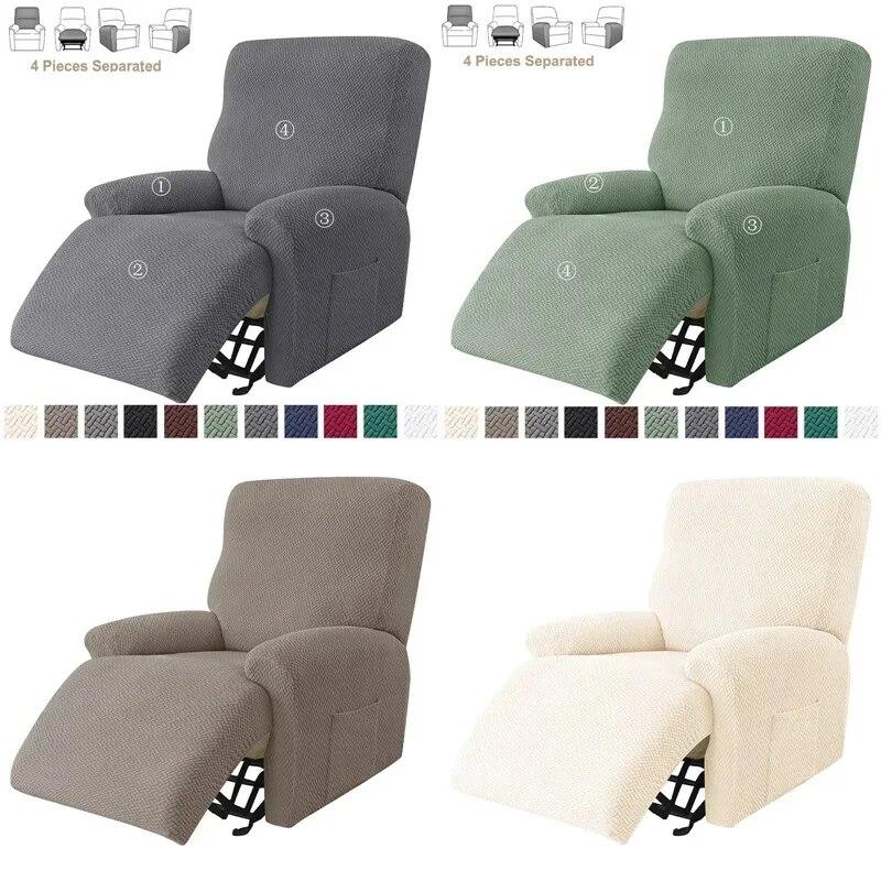 1/2/3 Seater Jacquard Recliner Sofa Cover Stretch Solid Color Armchair Covers Living Room Lazy Boy Couch Slipcovers Funda Sofa