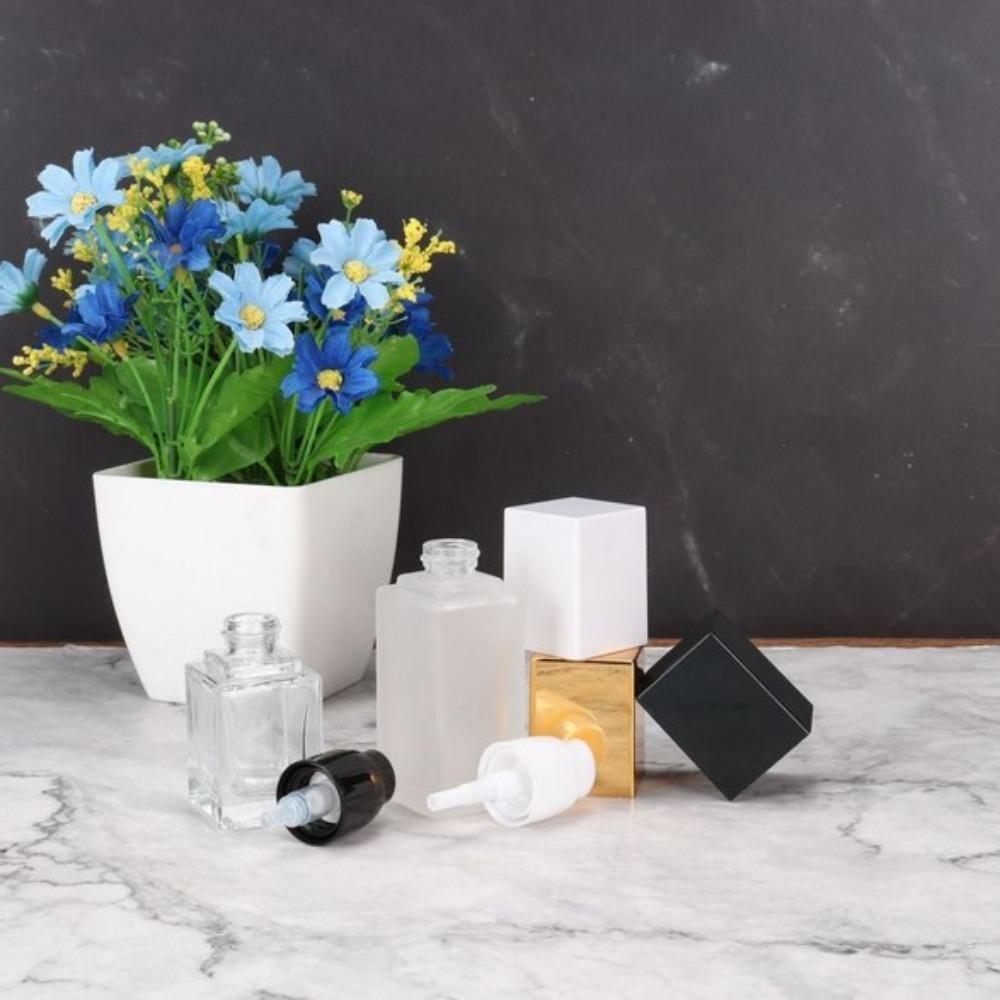 Transparent Split Bottle Glass Square Liquid Foundation Bottle Isolation Cream Packaging Bottle