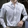 Spring Autumn New Fashion Polo Collar Long Sleeved Shirts Casual Versatile Western Loose Commuting Simple Comfortable Men's Top