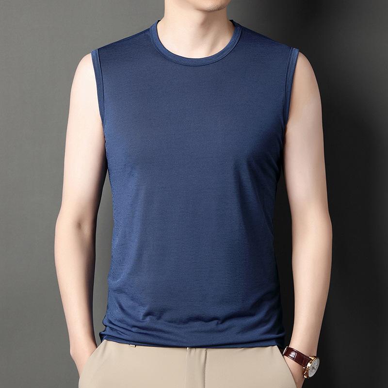 Summer New Middle-Aged Men's Short-Sleeved T-shirt Small V-neck Thin Business Cotton Men's Vest T-shirt