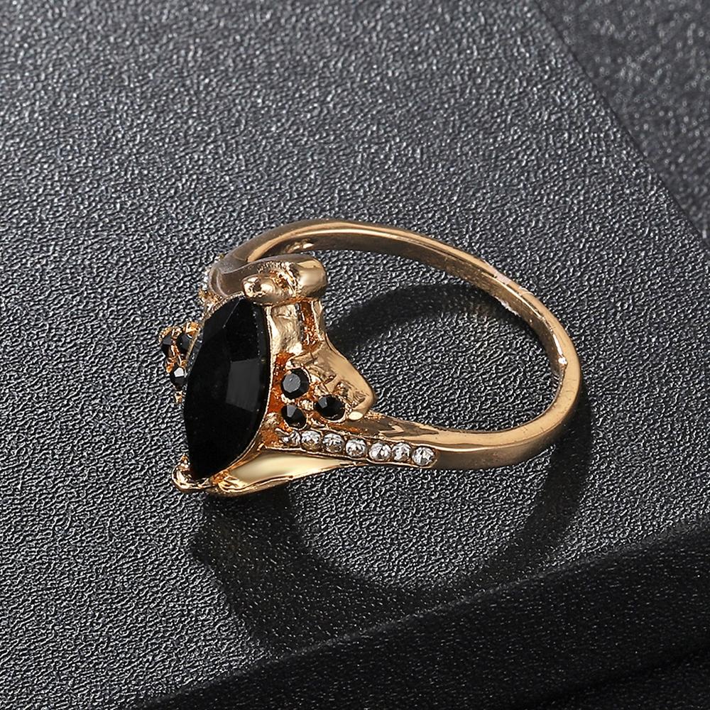 Женские элегантные модные черные ромбические стразы для свадебной вечеринки, размер ювелирных изделий 6-10