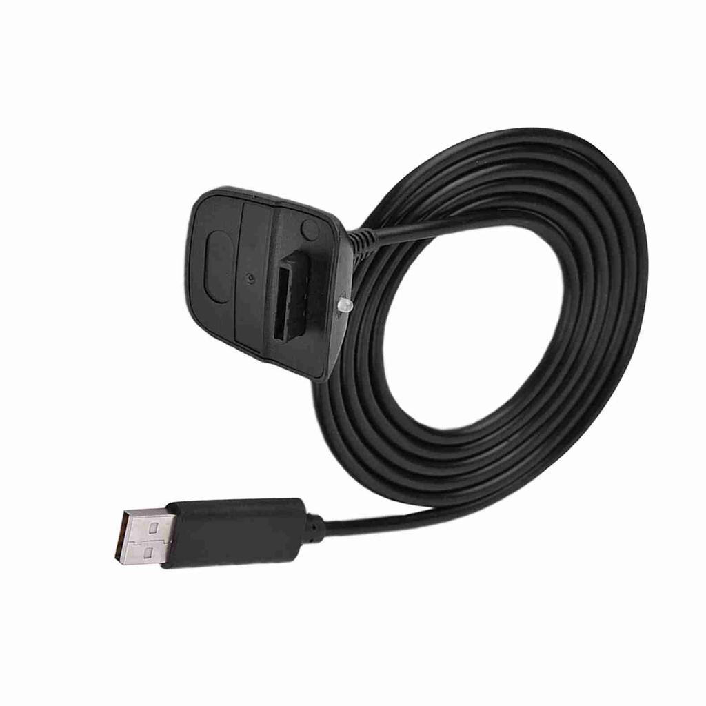 For Microsoft for Xbox 360 Wireless Controller USB Charger Quick Charging Cable Cord (Black)