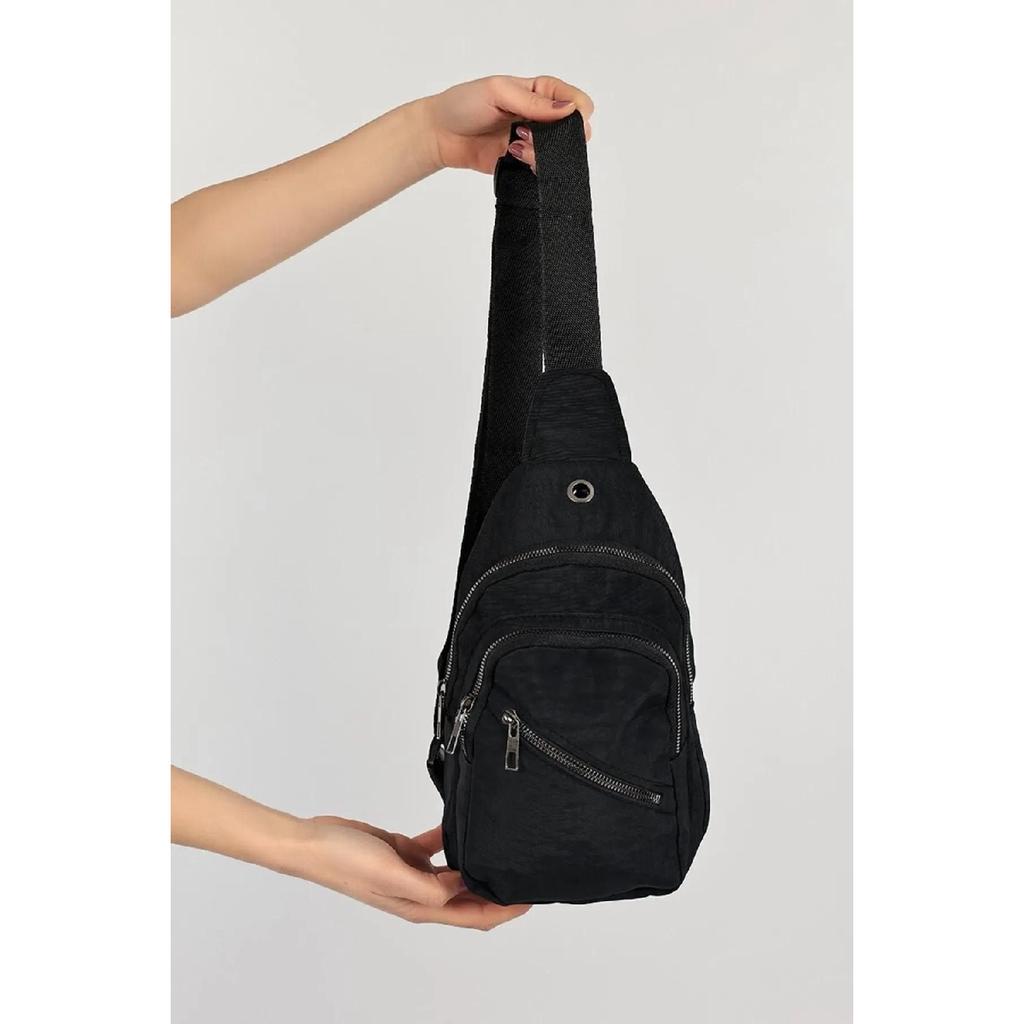 Unisex Gray Side Cross Chest And Waist Bag With Headphone Usb Port And Mobile Phone Compartment