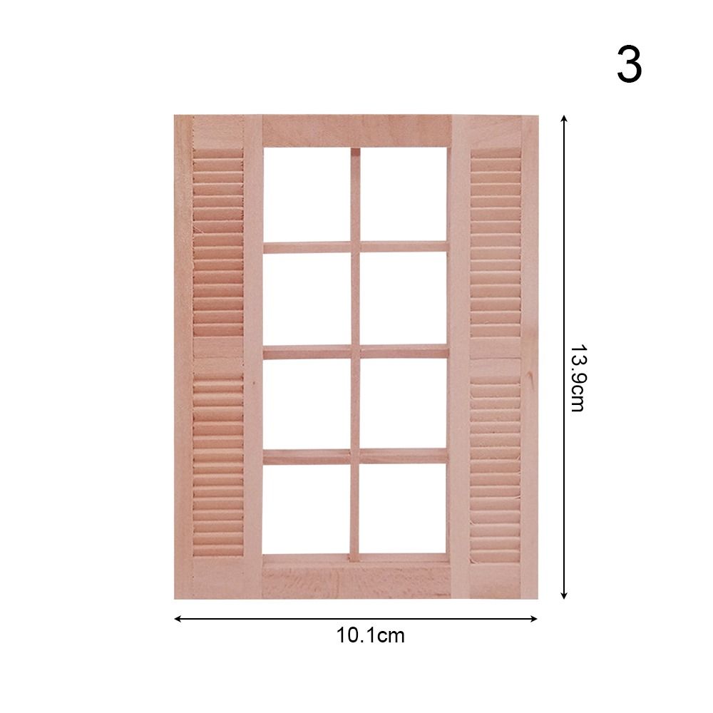 Dollhouse Furniture DIY Double Window Glass Plate Doll House Window Wooden Frame Doll Furniture