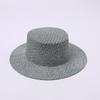 French flat top top hat multi-colored narrow brim daily versatile retro straw hat summer sun hat breathable vacation