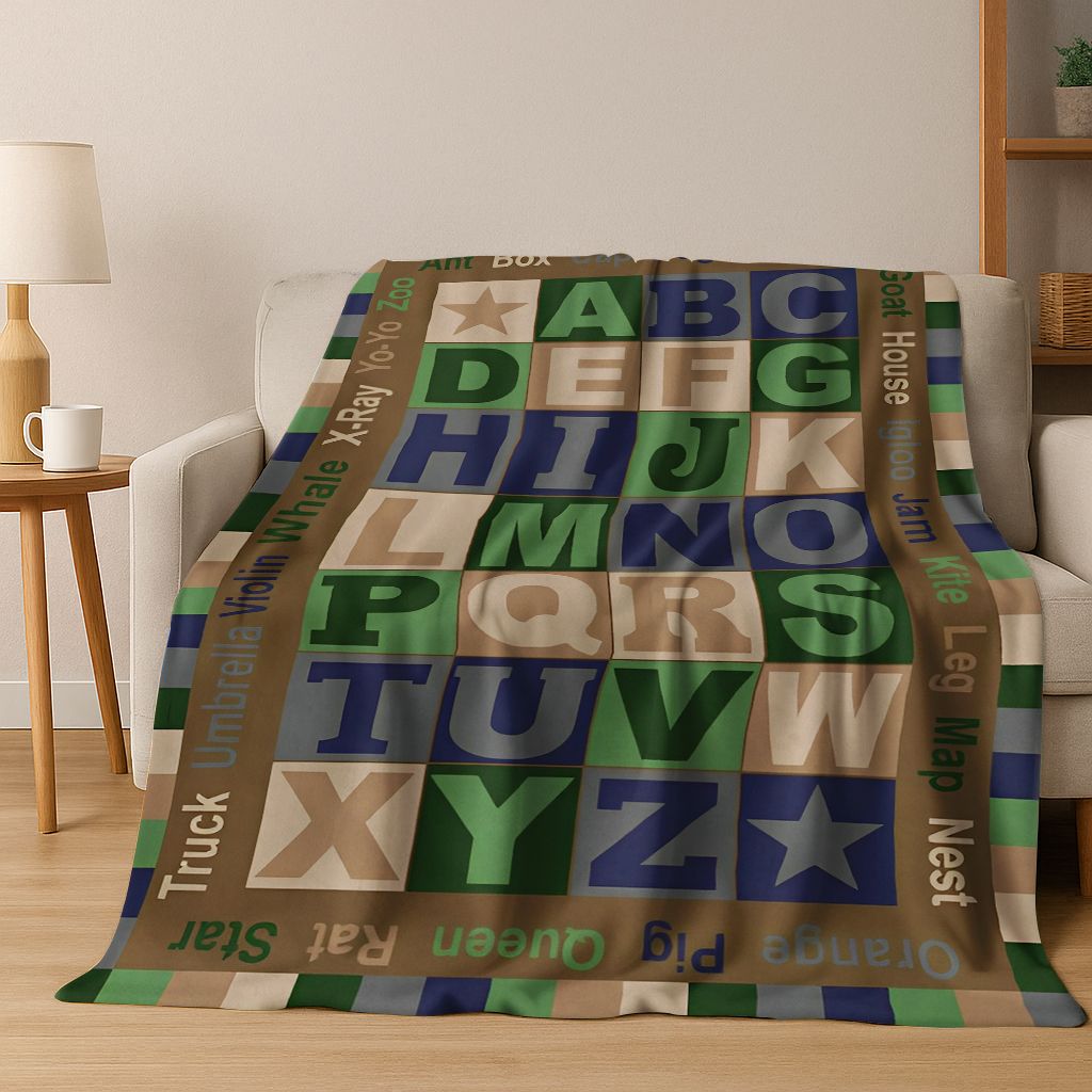 ABC Animal Alphabet Cartoon Early Educatio Children Flannel Blanket,Cozy Soft Throw Blanket for Home Bedroom Bed Sofa Cover