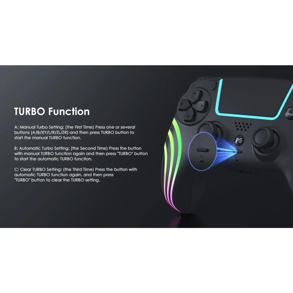 Для PS5 Bluetooth игровой контроллер Холл Джойстик Датчик движения Вибрация Беспроводной контроллер с RGB цветным световым эффектом