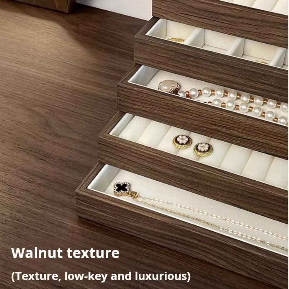 Velvet Lining Earrings Storage Holder Solid Wood High-end Necklace Organizer Jewelry Photography