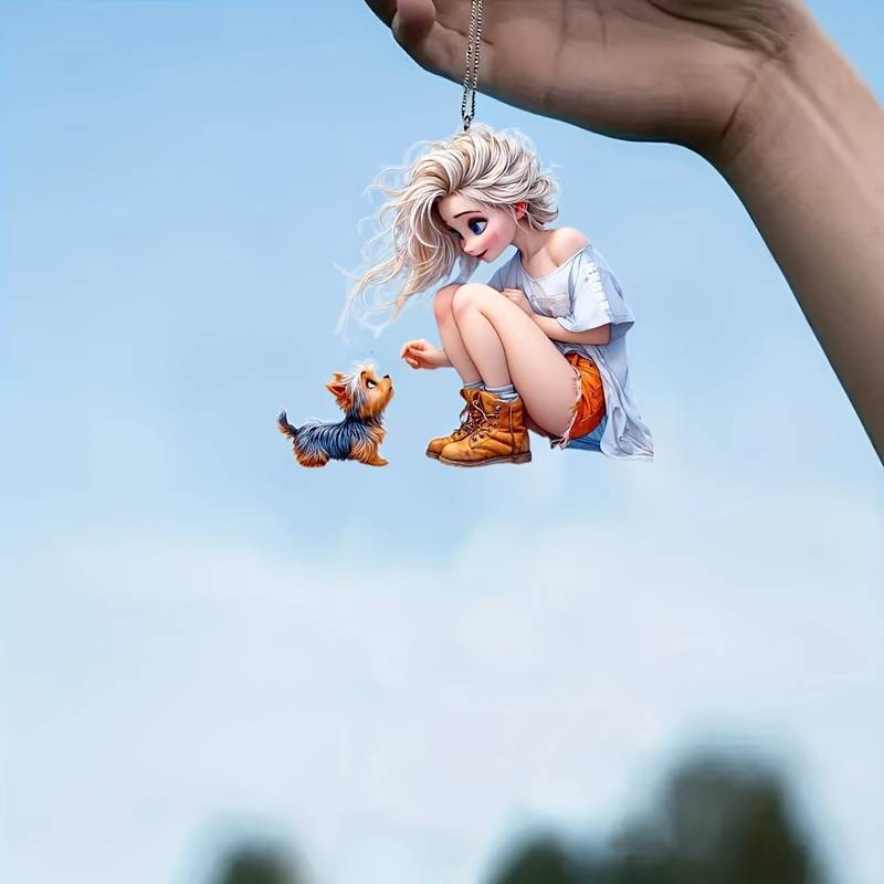 2D Новая сексуальная девушка и щенок Подвеска Плоская 2D Подвеска для салона автомобиля Подвеска для подарка на праздник