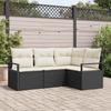 4 Piece Sofa Set in Black Poly Rattan