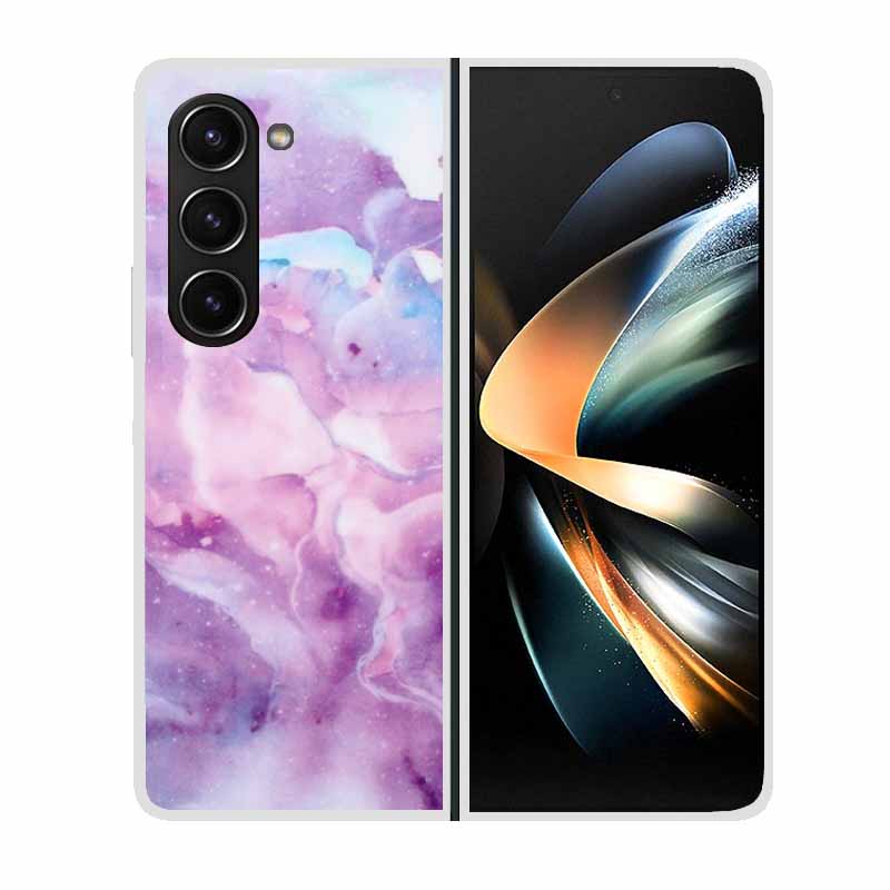For Samsung Galaxy Z Fold 5 ZFold5 Cases Marble Transparent Shockproof Protection Hard Back Cover For Samsung Z Fold 5 5G Cases