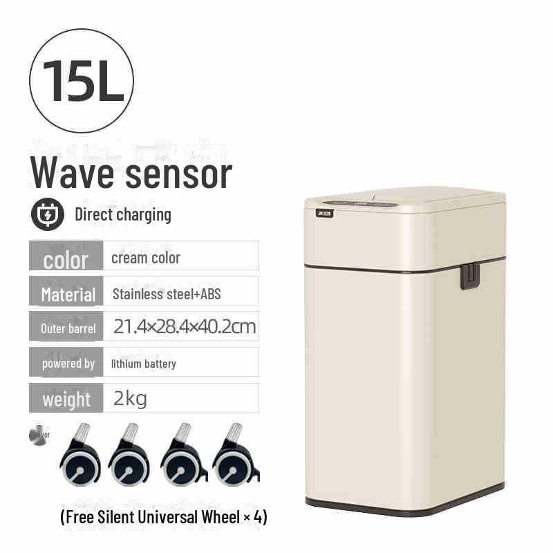 Jieanhui Smart Induction Trash Box с крышкой для ванной комнаты, кухни и гостиной - Автоматическая упаковка
