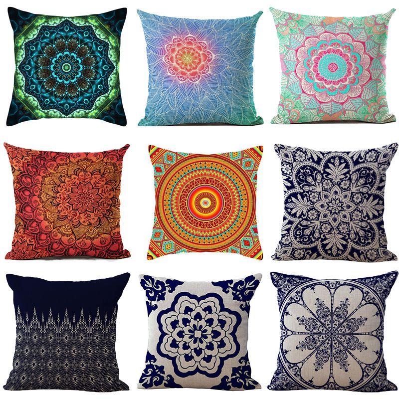 Chic Vintage Cotton Linen Throw Pillow Case Cushion Cover For Sofa And Bedside