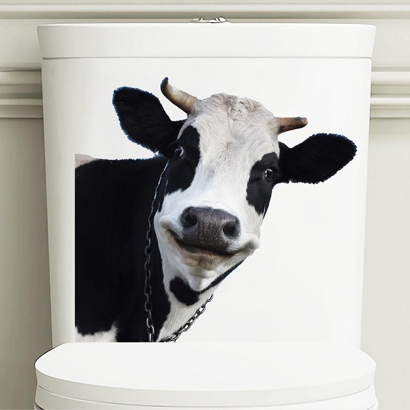Креативная реалистичная 3D наклейка на унитаз с милым котом Vision, забавная наклейка с изображением животных для ванной комнаты, декор крышки унитаза, самоклеящаяся ПВХ, водонепроницаемая картина