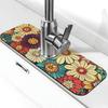 Kitchen Faucet Mat 15 x 5.5 Inch Colorful flowers Faucet Draining Mat Farmhouse Absorbent Drying Mat Sink Splash Guard Behind Faucet Drip Catcher for