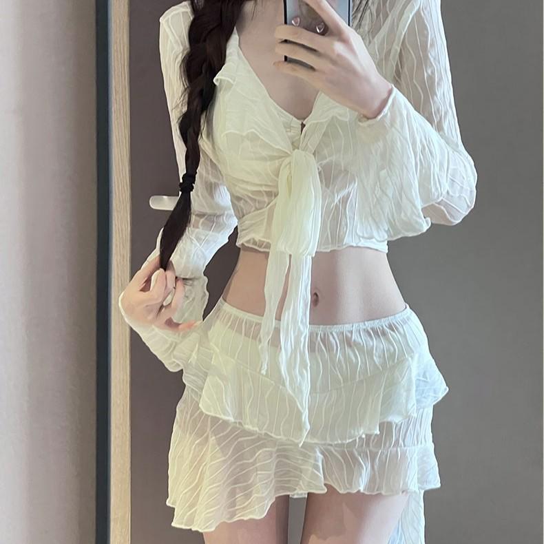 Эксклюзивное тайско-вьетнамское женское бикини для похудения, закрывающее живот, 2025: Сексуальный раздельный комплект из четырех предметов для отпуска и горячих источников