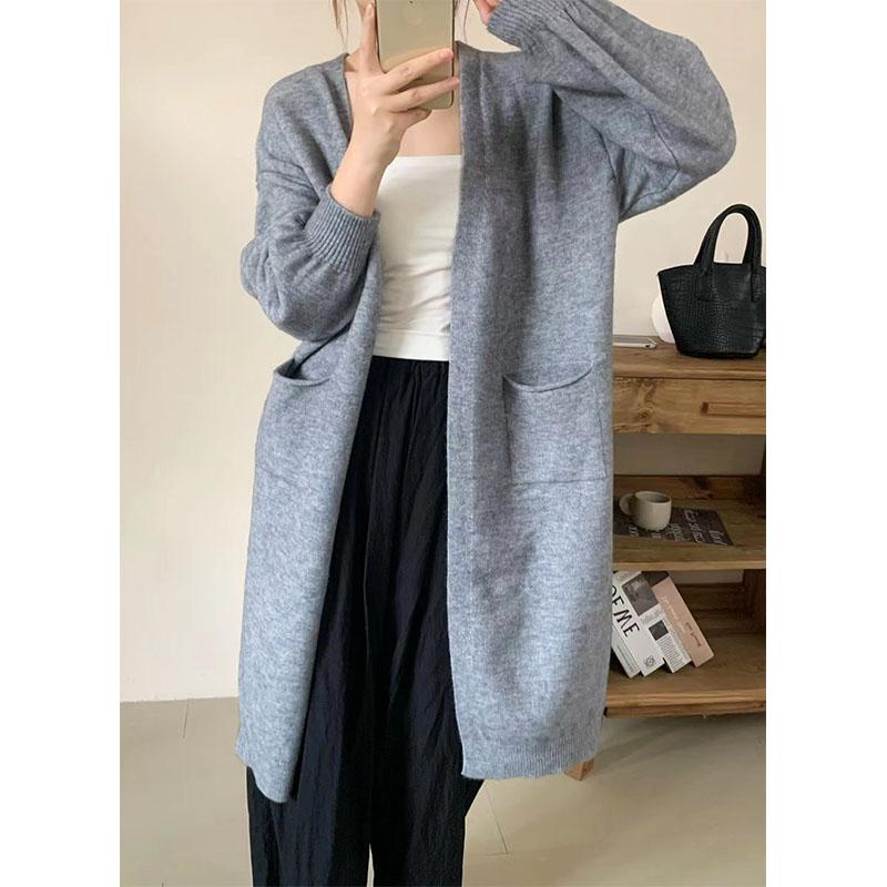 Весенне-осенний женский свитер, кардиган, топы, ленивая мягкая вязаная куртка-кардиган, свободный свитер средней длины