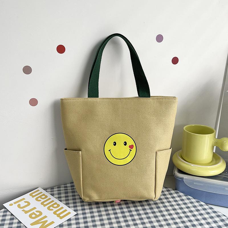 Женская сумка Хозяйственная сумка с мультяшным принтом Сумка-ведро из парусины Модная маленькая квадратная сумка для бенто Сумка для рук