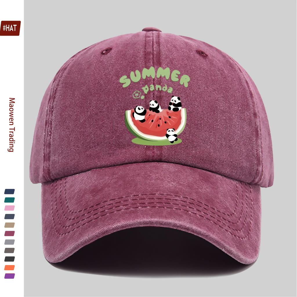 pc Cute Panda and Watermelon Print Baseball Cap Unisex Sun Hat Multiple Colors Available Papa Hat Comfortable and Lightweig