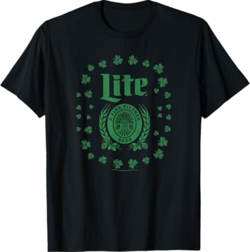 Miller Lite St. Patrick's Day A Fine Pilsner Beer Distressed T-Shirt Small