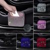 Diamond Crystal Car Trash Can Bin with Lid Leakproof Mini Vehicle Trash Bin Glitter Garbage Dustbin Organizer Container Bag