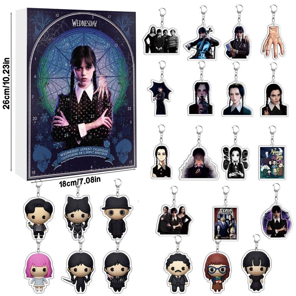 Wednesday Advent Calendar Christmas Countdown With Acrylic Keychains For Gift Giving