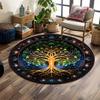 Radiant Tree of Life Mandala Design Print Round Rug, Living Room, Bedroom, Playroom Carpet, Non Slip Floor Mat, Gift