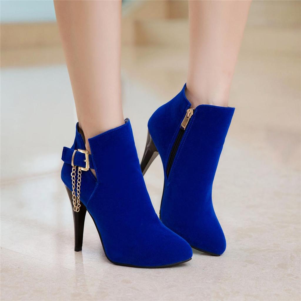 B5/женские короткие сапоги на высоком каблуке, пикантные маленькие однотонные универсальные короткие сапоги на тонком каблуке с острым носком