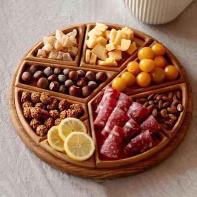 Деревянный поднос для закусок, сервировочное блюдо для закусок, поднос для десертов, круглая декоративная доска для колбасных изделий