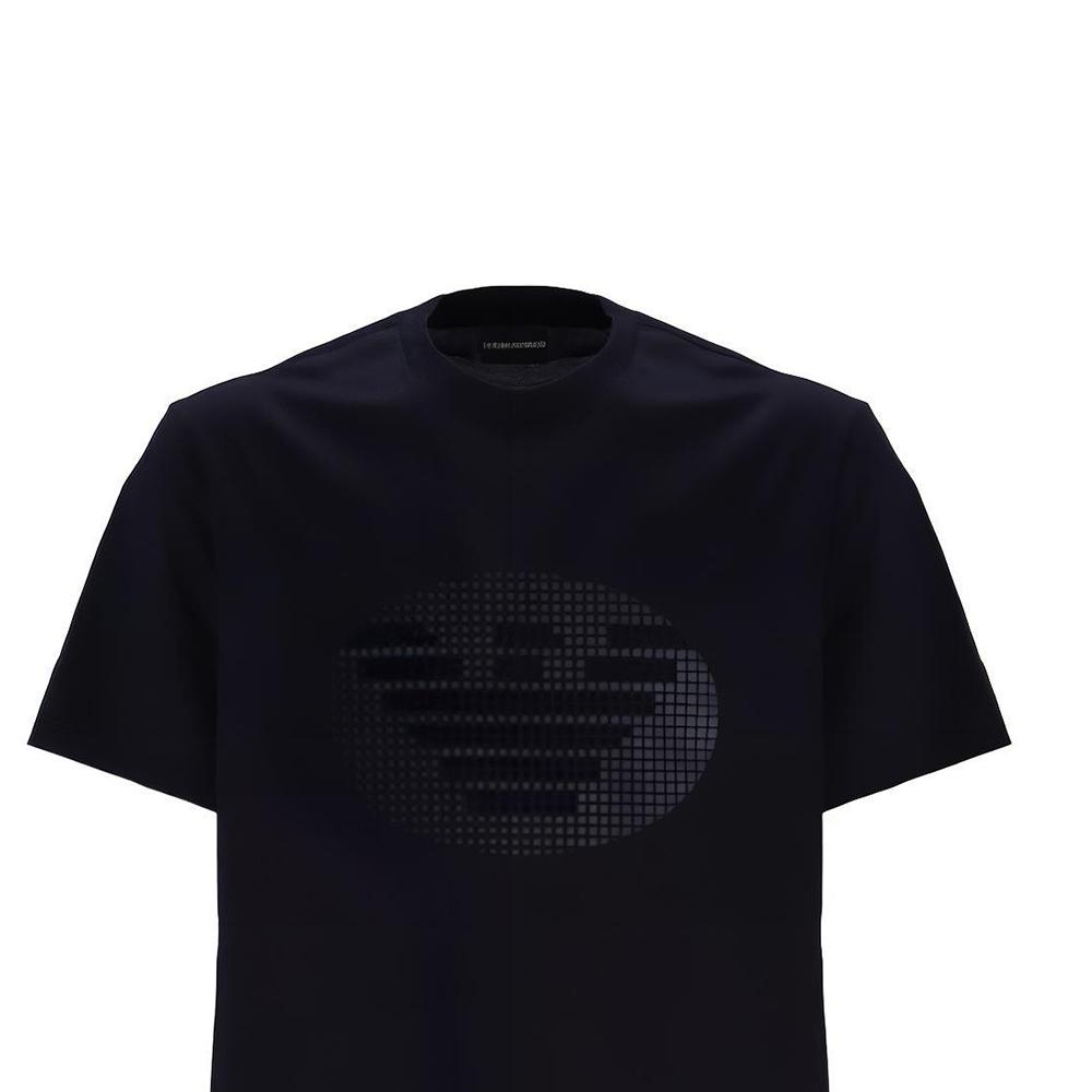 Emporio Armani Мужская футболка с коротким рукавом и принтом логотипа, однотонная, SS23, черная 3R1TU1-1JSAZ-0999