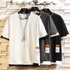 2021 Summer Men's Short-sleeve Loose-fit Printed Round Neck Spliced Two-piece Style T-shirt