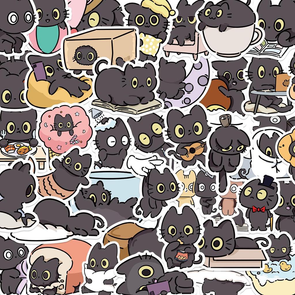 Cute Cat Cartoon Graffiti Stickers: Waterproof DIY Decorations for Notebooks & Suitcases