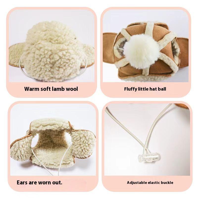 Плюшевая шапка для собаки с открытыми ушами для зимнего тепла и стиля