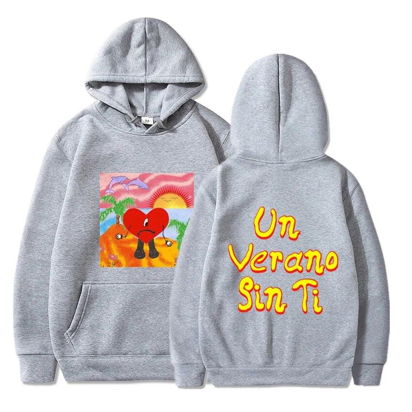 Толстовка унисексBad Bunny UN VERANO SIN TI Толстовка Bad Bunny унисекс Толстовка с капюшоном в стиле хип-хоп Рэп-музыка Альбом Толстовки с двусторонним принтом Fans Top