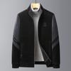Autumn and Winter Men's Chenille Jacket Top Fashion Casual Stand-up Collar Zipper Cotton Thickened Jacket Men's Coat