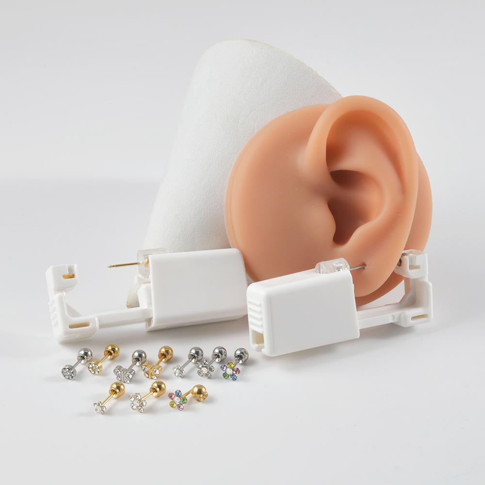Простой в использовании 24-каратное золотое покрытие Различные хрустальные Безопасный Пистолет для прокола ушей Шарики Комплект Одноразовый Дезинфицирующий Машина для пирсинга ушей Гвоздики