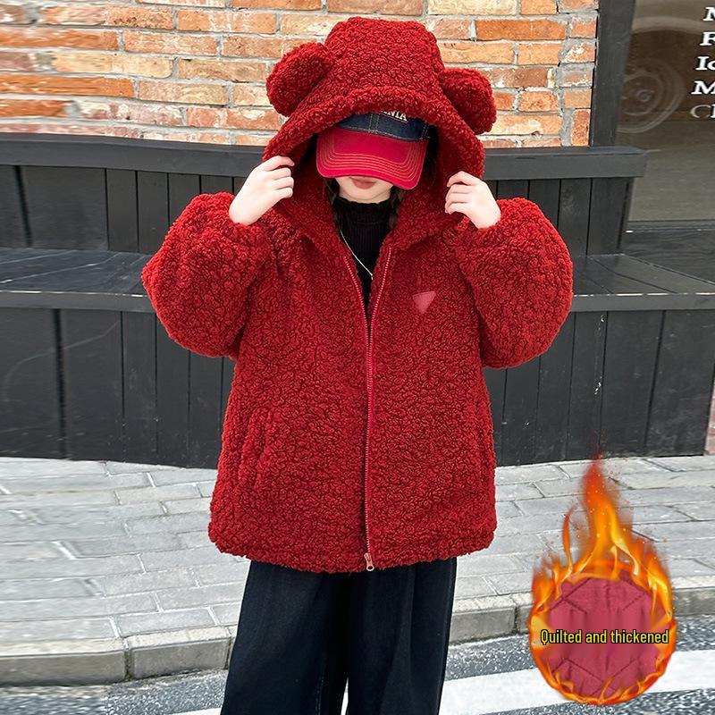Девичья стеганая куртка из овечьей шерсти - Осень/Зима 2025, Модная и утепленная для детей среднего и старшего возраста