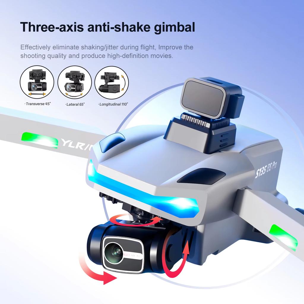 Новый профессиональный дрон S135 8K ESC с двойной камерой, 3-осевым подвесом, 5G WIFI FPV, GPS-позиционированием, бесщеточным лазером, предупреждающим препятствия, RC-квадрокоптером, игрушка в подарок