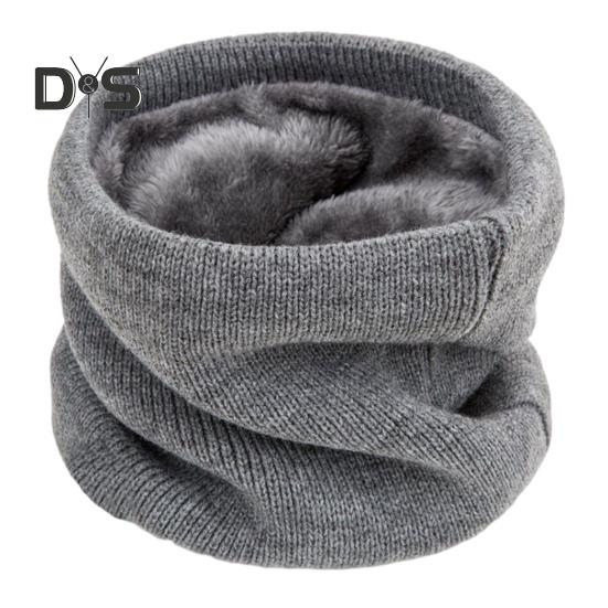 Winter Cycling Scarf Double-Layer Neck Warmer Knit Thickened Fleece Lined Elastic Soft Circle Scarf Neck Gaiter