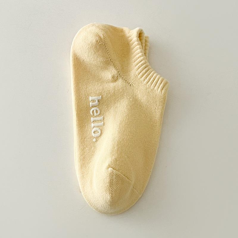 5 пар женских тонких носков с надписью «Handless» из хлопка и дышащей пяткой на весну и лето