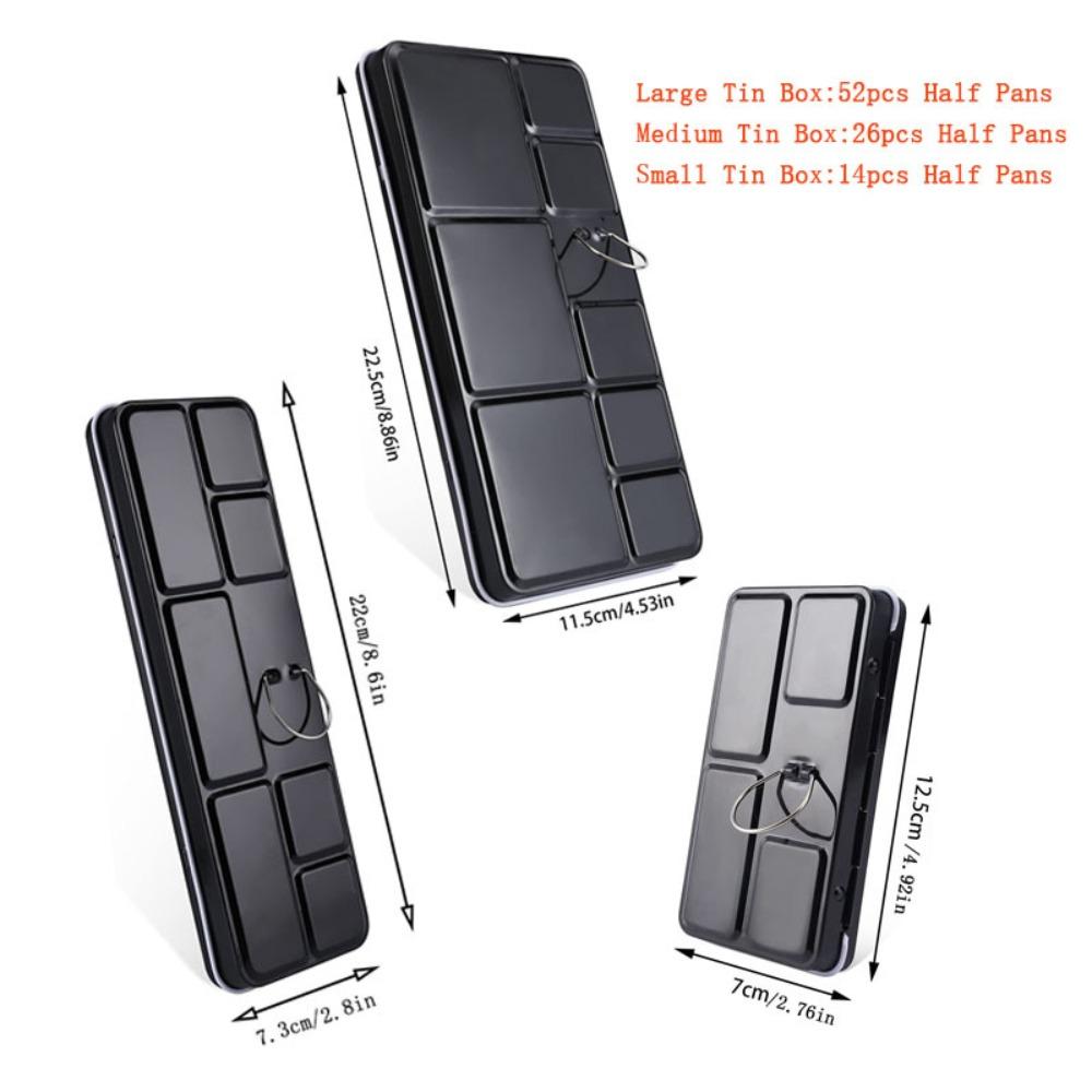 12/24/52 Grid Empty Paint Case Rectangular Watercolor Tin Palette  For Half/Full Pan