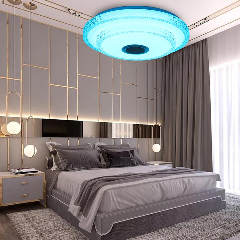200 Вт Скандинавский светодиодный потолочный светильник Музыкальный потолочный светильник с Bluetooth-динамиком Управление приложением для мобильного телефона Диммируемый свет для домашнего декора