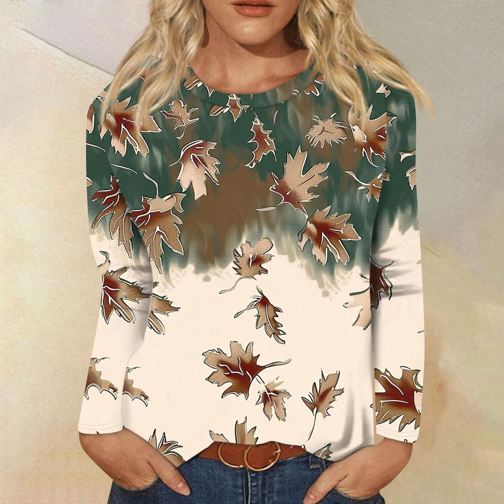 Womens Long Sleeve Round Neck Shirts Basic Tee Casual Top Fall Trendy Tunic Outfits Fitted T Shirts